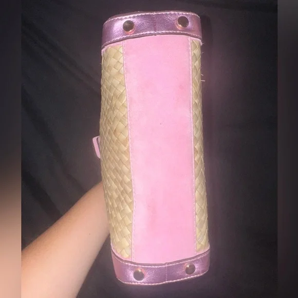 Coach 2004 Limited Edition Straw and Pink Suede
Leather Top Handle Tote Satchel - Picture 7 of 9